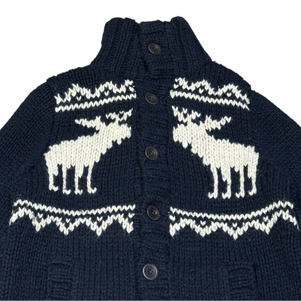 Abercrombie & Fitch Blue Moose Collar Cardigan Sweater Wool Blend Men’s Sz M - Picture 3 of 7